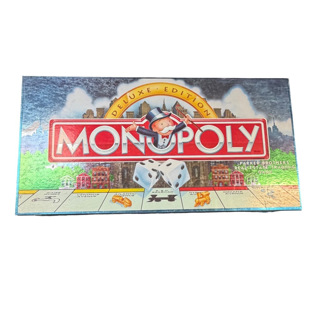 Monopoly Deluxe Edition Parker Brothers Board Game Gold Tokens Carousel SJ1